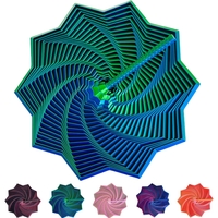 Jucarie Decompresie, Flippy, Model Stea 3D, DuoChrome, Maner Spirala, Turn Magic Geometric, Multiple Forme, Anti-stress, 11 cm, Verde/Albastru