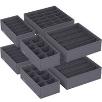 SONGMICS Organizatoare dulap sau sertar, set 8 cutii de depozitare a lenjeriei de corp, pliabile, 64x48x10cm, gri