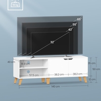 VASAGLE Comoda pentru TV de pana la 65 inch, cu 2 usi si raft reglabil, 40x140x50 cm, alb