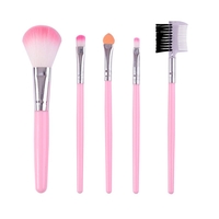 Set 5 Pensule de Machiaj, Flippy, de Voiaj, pentru Fard si Pudra, din Par Sintetic, Roz