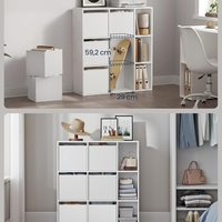 SONGMICS Etajera modulara 9 compartimente cu 6 sertare, PAL si MDF, 83x27x92 cm, alb