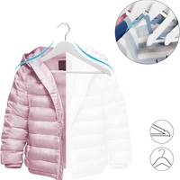 SONGMICS Umerase copii 35x20 cm, set 20 buc, lemn masiv cu bara pentru pantaloni si carlig rotativ, alb