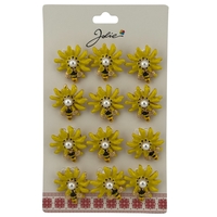 Set 12 Brose Martisor Primavara, Jolie, Model Albina pe Floare Galbena