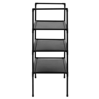 Raft pantofi cu 3 polite, structura metalica si rafturi textile, 72x28x70 cm, negru