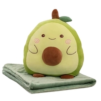 Patura 2in1 pentru Pat sau Canapea, Vafy, Model Jucarie Avocado cu Spatiu de Depozitare Patura, Microfibra, 1x1.7 m, Verde