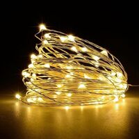 Instalatie de Craciun, Vafy, Decoratiune de Craciun, 50 Beculete LED, cu Baterii si Telecomanda, cu 8 Functii, Lungime 5 m, Alb Cald