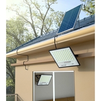 Set 2 proiectoare LED cu Panou Solar Flippy, Senzor de miscare, Telecomanda, Waterproof, 322*2 LED-uri incorporate, 200W, 30*24 cm, IP67, Design Modern, Negru