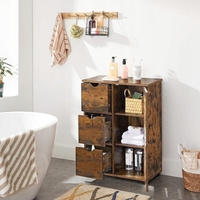 SONGMICS Comoda cu 3 sertare si dulap, 60x30x80cm, maro rustic