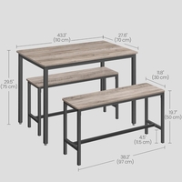 VASAGLE Masa de bar cu 2 banci, design industrial, 110x70x75cm, stejar sonoma