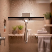 Racleta pentru baie din inox cu suport adeziv, lama 25 cm, finisaj lucios argintiu
