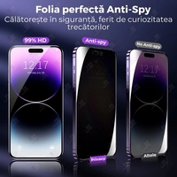 Folie Sticla Securizata, Vafy, Pentru Apple iPhone 16 Plus, Privacy Classic, 2.5D, Confidentialitate 30°, Negru Transparent