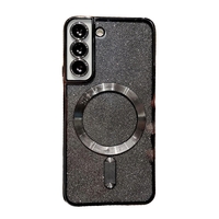 Husa de Protectie 2 in 1, Vafy, Husa pentru Samsung Galaxy S24, Glitter Chrome Magsafe, din TPU, Magnetica, cu Protectie Lentila, Negru