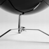 Gratar rotund, din otel, cu suport cromat, tava din inox, 43x37cm, negru