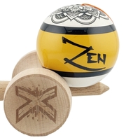 Kendama X Zen Series Originala, Profesionala, Flippy, Cupe Mari KING SIZE V3, Super Sticky, Gaura in Baza, Rulment Metalic, din lemn 18 cm, Ata 62/65 cm, Auriu
