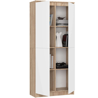 Dulap cu 8 etajere, PAL laminat 16 mm, 80x35x180 cm, stejar sonoma si alb