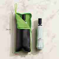 Husa Depozitare Umbrela, Flippy, Impermeabila, Interior Microfibra, cu Fermoar, 28 x 12 cm, Negru/Verde
