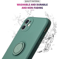 Husa protectie Vafy compatibila cu Apple iPhone 12 Liquid Silicone Ring cu suport rotativ Verde