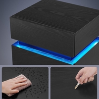 VASAGLE Noptiera din MDF cu iluminare LED, culori si intensitate reglabile, 35x40x55cm, negru