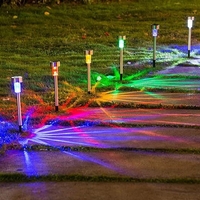 Set 10 Lampi Solare Led pentru Gradina, Flippy, 5.5 x 36.5 cm, Buton On-Off, Lumina Multicolor, Argintiu