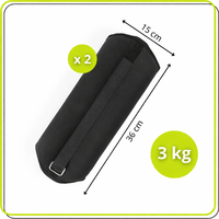 Greutati pentru incheietura mainii si glezna 2x3 kg, neopren si nisip fier, 36x15 cm, negru