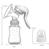 Pompa de San Manuala Multifunctionala, Flippy, Portabila, cu Tetina pentru Biberon, Anti-Scurgere, Anti-Reflux, 18.5x6 cm, 150 mL, Silicon, Recipient