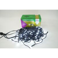 Instalatie de Craciun Vafy® Tip Franjuri, 8 jocuri de lumini, Sectiune 5 m, 143 LED-uri, Interconectabila, Fir Negru, Alb Rece