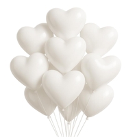 Set 10 Baloane, Flippy, Model Inima, din Latex, 25 cm, Alb