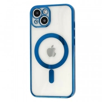 Husa MagSafe pentru Apple iPhone 12 Pro, Full Cover, Protectie camera, Margini colorate Electroplating, Magnetica, Incarcare Wireless, Vafy, Albastru