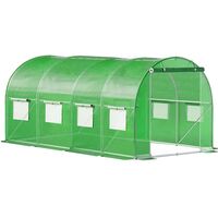 Folie pentru sera gradina 450x200x200 cm, 140 g/m², armata cu plasa, UV4, 9 ferestre, verde