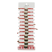 Martisor Bratara pentru Dama si Copii, Jolie, Model Cirese cu Fundita si Sclipici, Set 12 bucati, Pandantiv Emailat, Snur Reglabil, Rosu/Alb