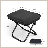 Scaun Pliabil, Vafy, pentru Adulti, Portabil, pentru Camping, Pescuit, din Panza Oxford si Cadru Metalic, 24 x 24 x 28 cm, Negru