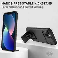 Husa Defender cu Stand pentru iPhone 13 Pro, Negru, Suport reglabil, Antisoc, Protectie glisanta pentru camera, Vafy