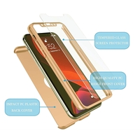 Husa de protectie Vafy compatibila cu Apple iPhone 12/12 Pro Full Cover 360 Auriu + Folie de protectie