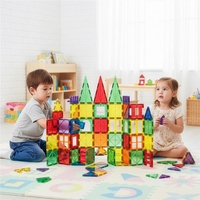 Set de constructie din piese magnetice educative pentru copii 100 de piese, multicolor