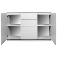 Comoda K160, cu 4 sertare si 2 dulapuri, PAL laminat 16 mm, 160x40x99 cm, alb