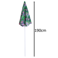 Umbrela de plaja pliabila, cu inclinare si inaltime reglabila, diametru 150 cm, verde cu imprimeu frunze verzi