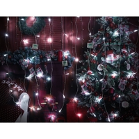 Instalatie Craciun, Tip Perdea, IP44, 3 m x 1 m, 180 LED-uri, Alb rece, 8 jocuri de lumini, Transformator cu telecomanda, Interconectabila, Prelungitor 3 m inclus, Fir transparent, Interior/ Exterior, Vafy