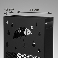 SONGMICS Suport metalic pentru umbrele, cu carlige si tava de picurare, 28x12x41cm, negru