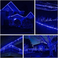 Instalatie Craciun, 4 m, 96 Led-uri, Furtun Luminos, Albastru, Transformator, 8 jocuri de lumini, Sectionabila, 220 V, Vafy