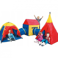 Set corturi de joaca 5 in 1 cu tunele si casuta, pliabil, pentru interior si exterior, multicolor