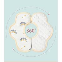 Baveta Tip Floare, Flippy, din Bumbac, pentru Copii 0-12 Luni, Rezistenta la apa, cu Capse, Model Curcubeu, 26 x 29 cm, Alb
