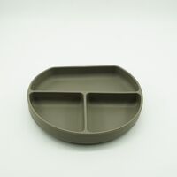 Set 8 piese diversificare bebelusi si copii din silicon Flippy, baveta, farfurie compartimentata cu ventuza, bol cu ventuza, tacamuri din lemn si silicon, cana pentru gustari, fara alergeni, verde inchis