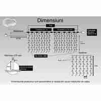 Instalatie Craciun Profesionala de Exterior IP65, Tip Perdea, 3m x 2m, 600 Led-uri Mari, Alb rece, cu flash, Alimentator 1,5 m, Interconectabila, Fir negru, Vafy