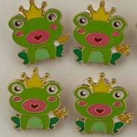 Set 12 Brose Martisor pentru Copii,, Jolie, Model Broscuta cu Coronita, Verde