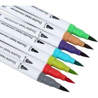 Set Carioci pe Baza de Apa, Flippy, 2 in 1, pentru Pictura, Caligrafie, 60 Culori, Penar Negru, Corp Carioca Alb, 26.5 x 17.5 x 4.5 cm, Multicolor