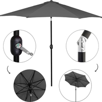 Umbrela terasa gradina, cu manivela si inclinare, GU200, diametru 300cm, gri antracit