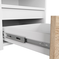 Noptiera cu 1 sertar, PAL laminat 16mm, 40x35x40 cm, alb si stejar sonoma