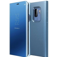 Husa de Protectie Tip Carte, Vafy, pentru Samsung Galaxy S10, Flip Cover Oglinda, din Piele Ecologica si PC, Albastră