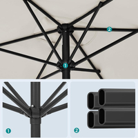 SONGMICS Umbrela de gradina cu manivela, UPF 50+, inclinare 30°, structura metalica, 300x200 cm, bej