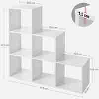 VASAGLE Biblioteca cu 6 compartimente, unitate de depozitare pentru decoratiuni, din lemn, 29x98x98cm, alb
